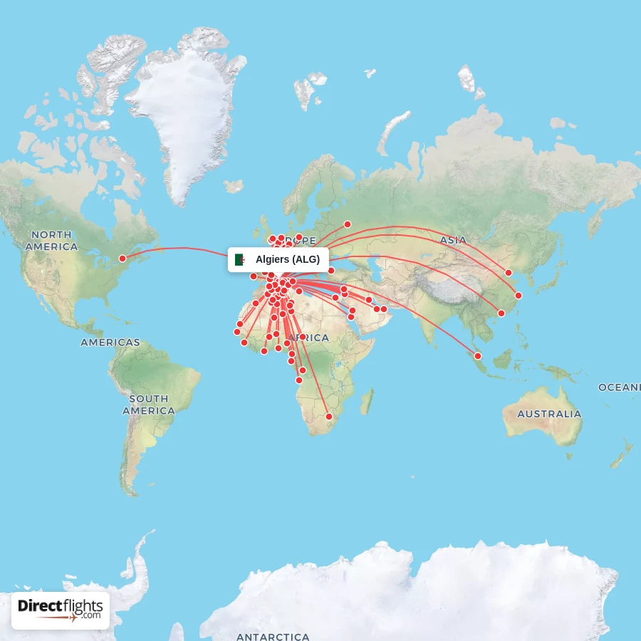 Direct flights from Algiers - 97 destinations - ALG, Algeria ...