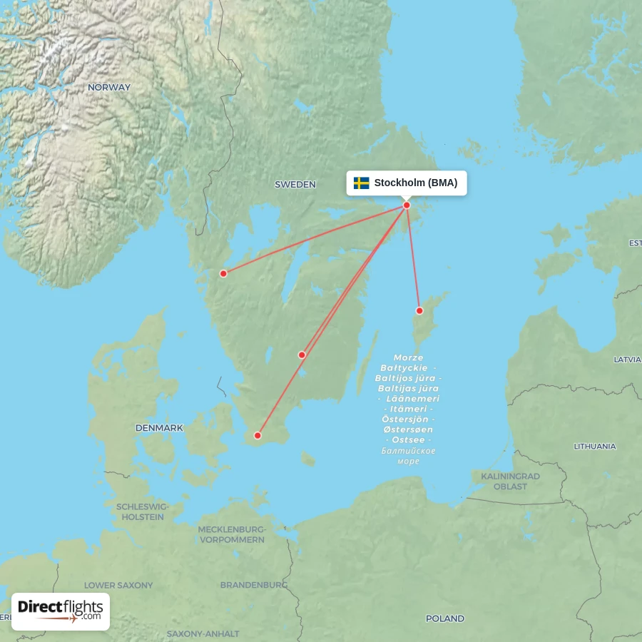 Direct flights from Stockholm - 3 destinations - BMA, Sweden ...