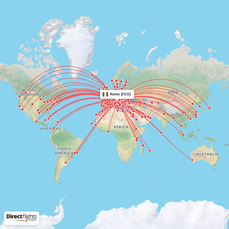 Direct flights from Rome - 252 destinations - FCO, Italy ...