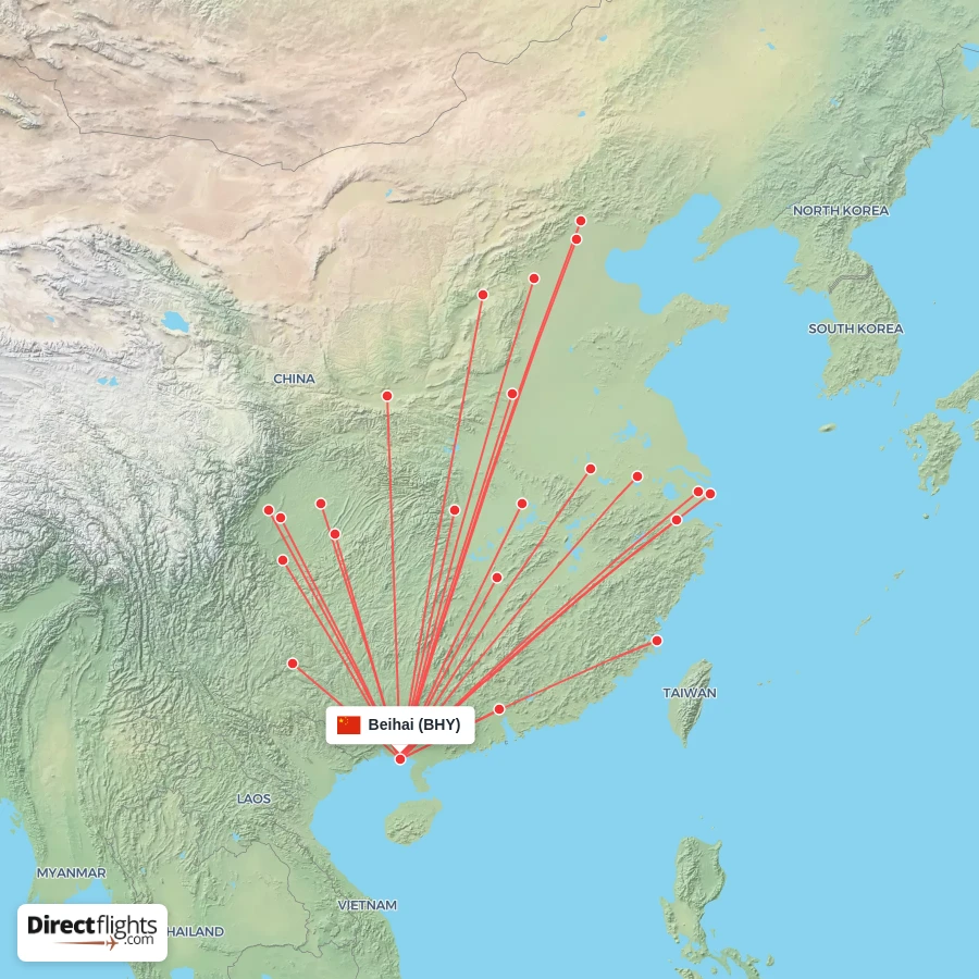 Direct flights to Beihai - BHY, China - Directflights.com