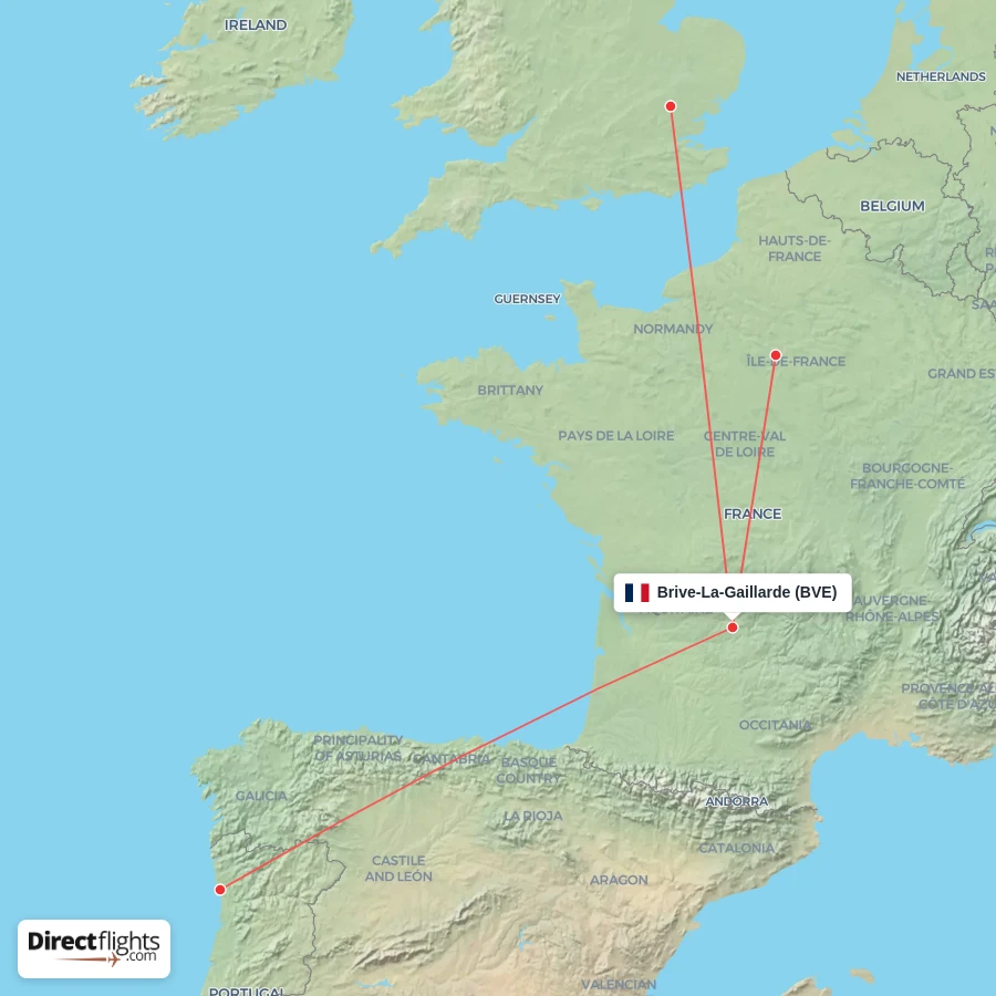 Direct flights to Brive-La-Gaillarde - BVE, France - Directflights.com