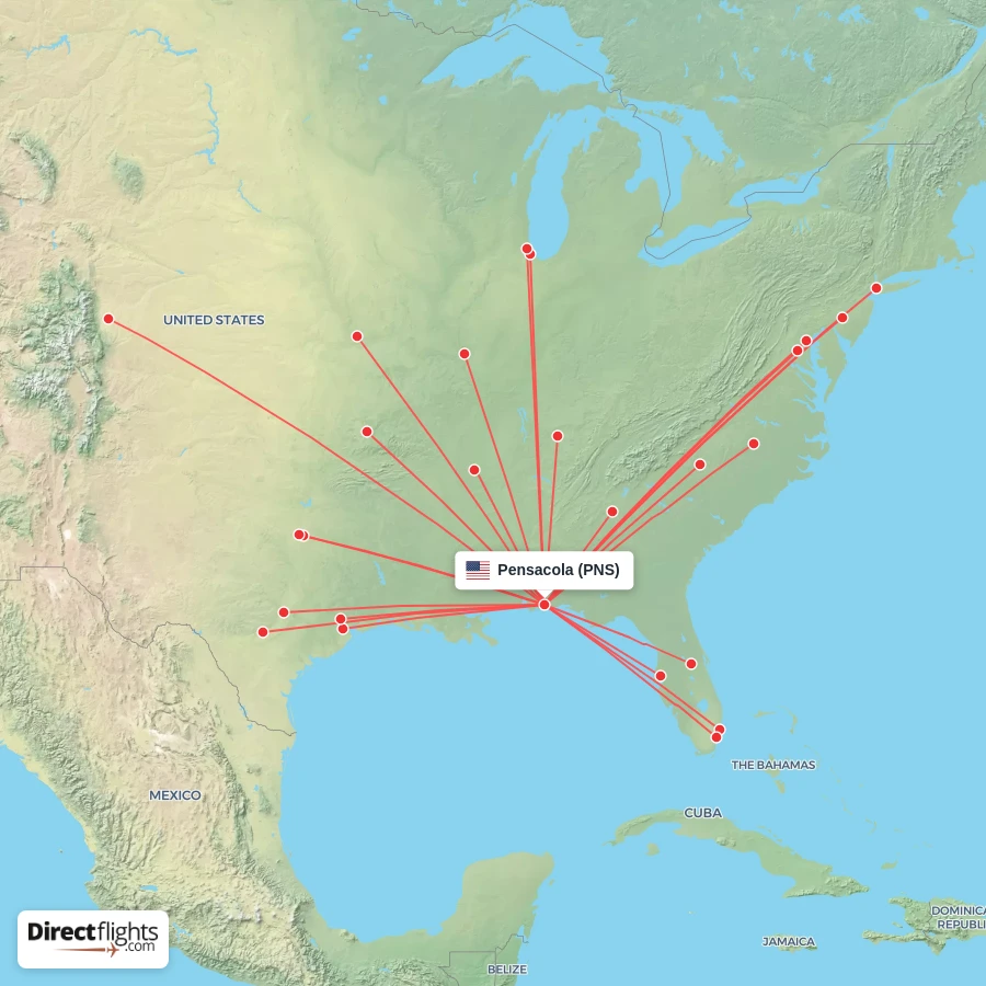 Direct flights to Pensacola - PNS, USA - Directflights.com