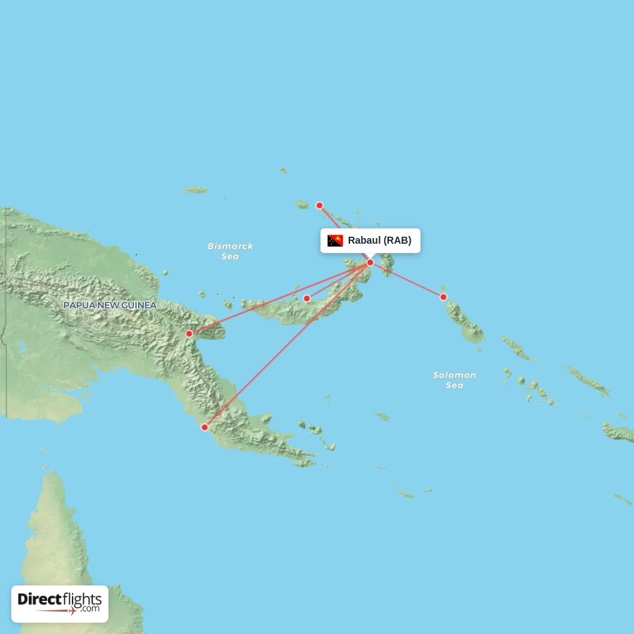 Robul Rab Direct flights to Rabaul - RAB, Papua New Guinea - Directflights.com