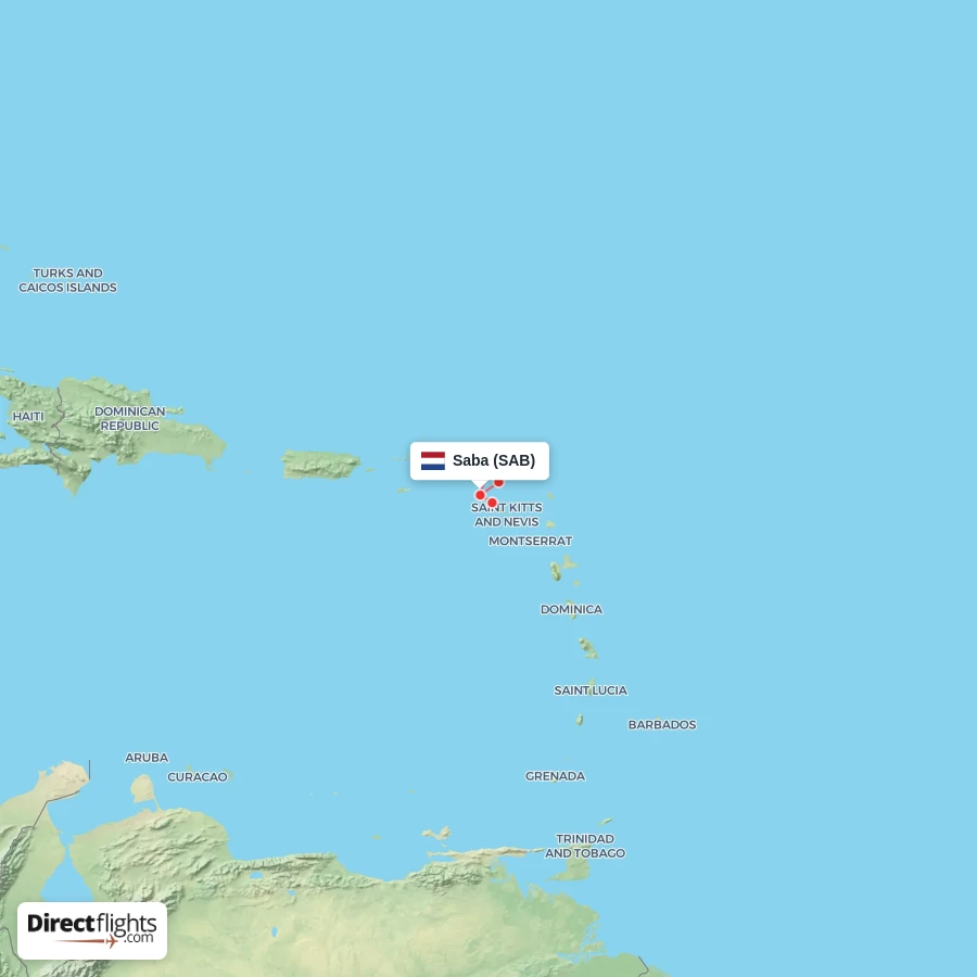 Sab Map Direct flights to Saba - SAB, Caribbean Netherlands - Directflights.com