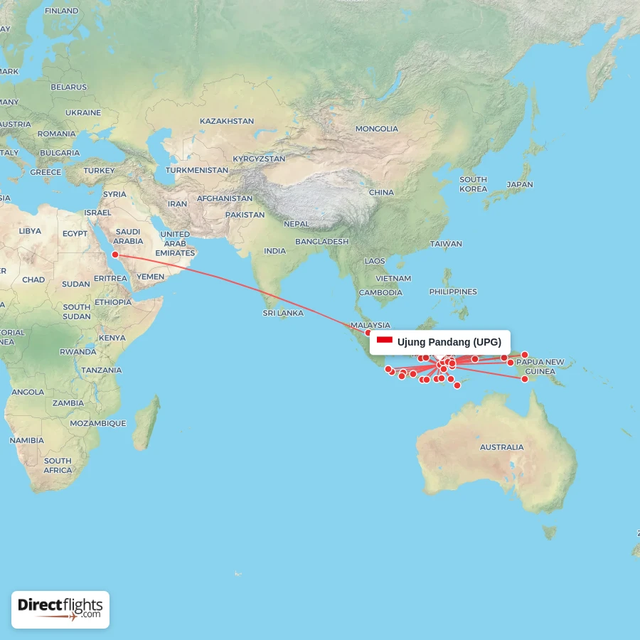 Direct flights to Ujung Pandang - UPG, Indonesia - Directflights.com