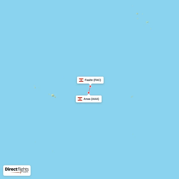 Anaa - Faaite direct flight map