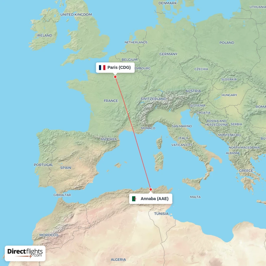 AAE - CDG route map