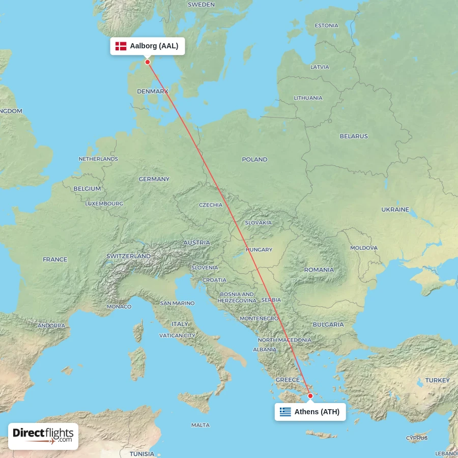 AAL - ATH route map