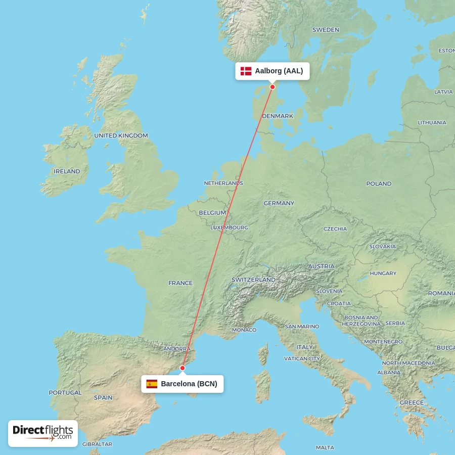 AAL - BCN route map