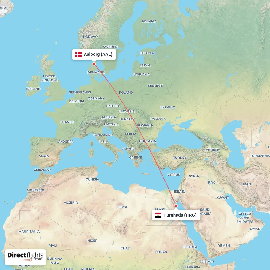 AAL - HRG route map