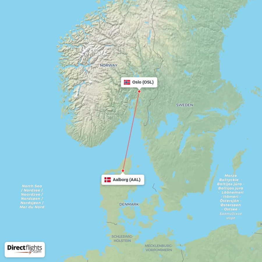 AAL - OSL route map