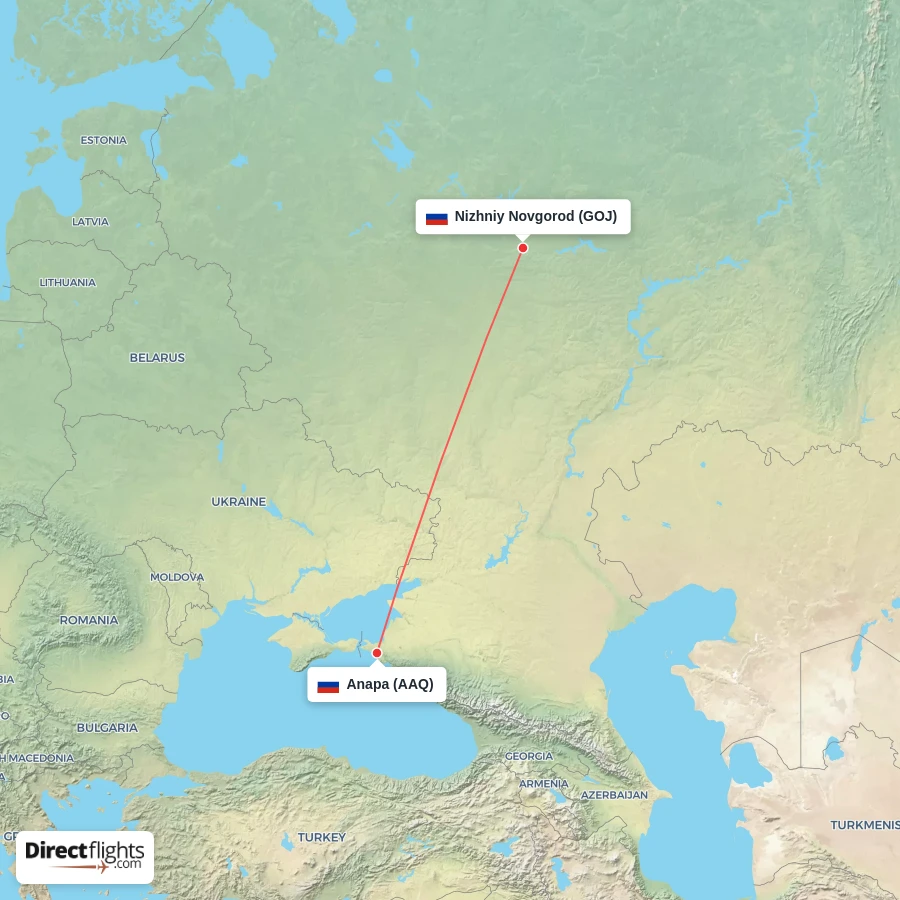 AAQ - GOJ route map
