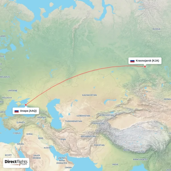 Anapa - Krasnojarsk direct flight map