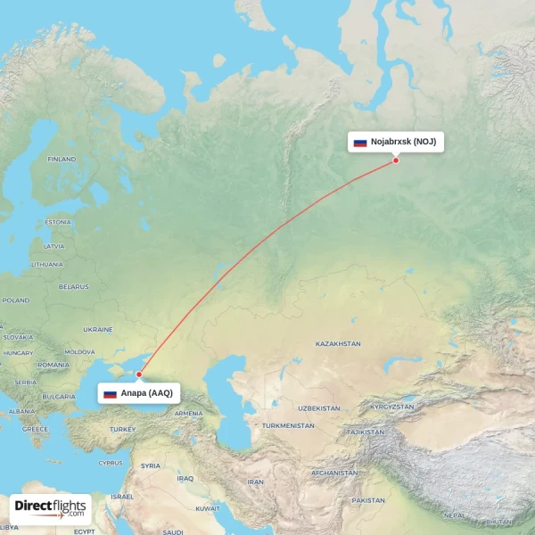 Anapa - Nojabrxsk direct flight map