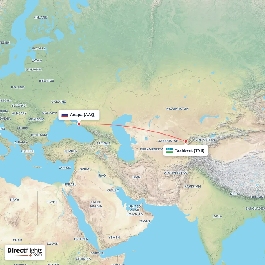 AAQ - TAS route map