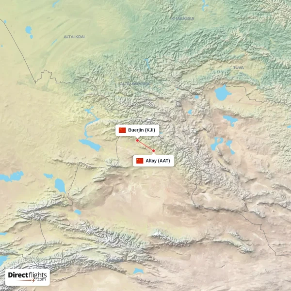 Altay - Buerjin direct flight map