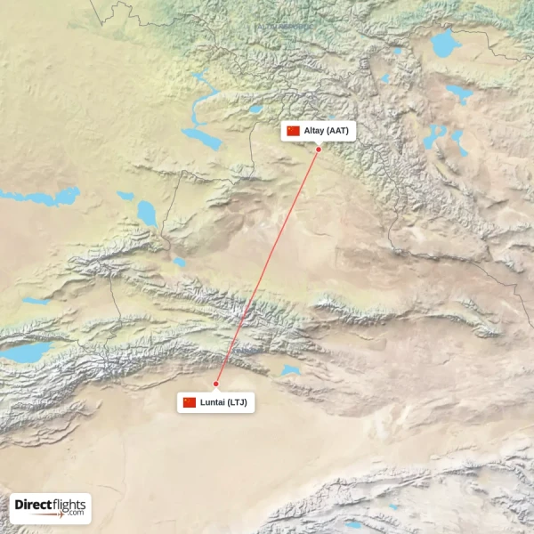 Altay - Luntai direct flight map