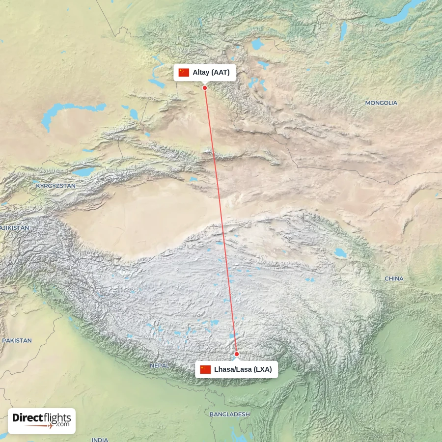 AAT - LXA route map