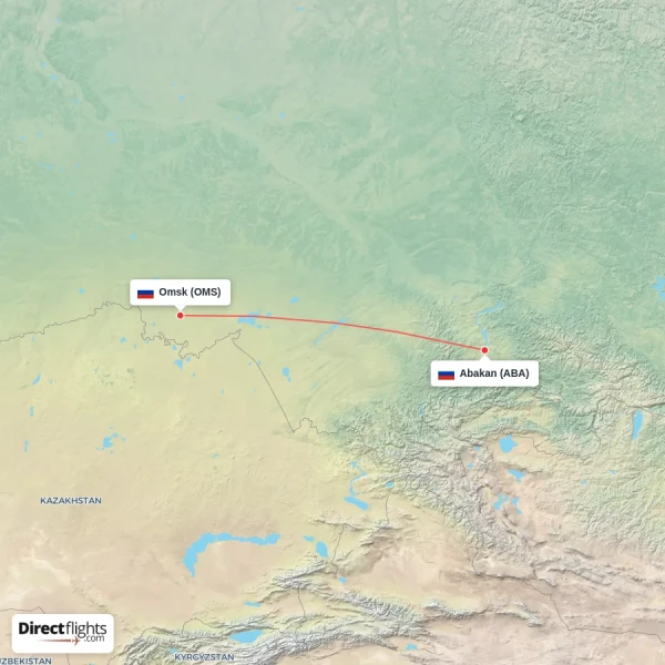 Abakan - Omsk direct flight map
