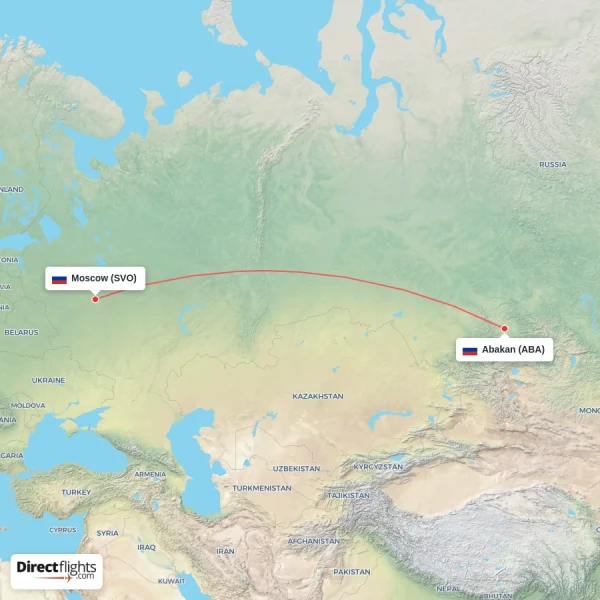 Abakan - Moscow direct flight map