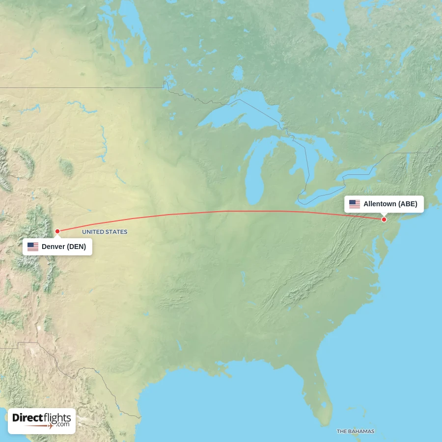 ABE - DEN route map