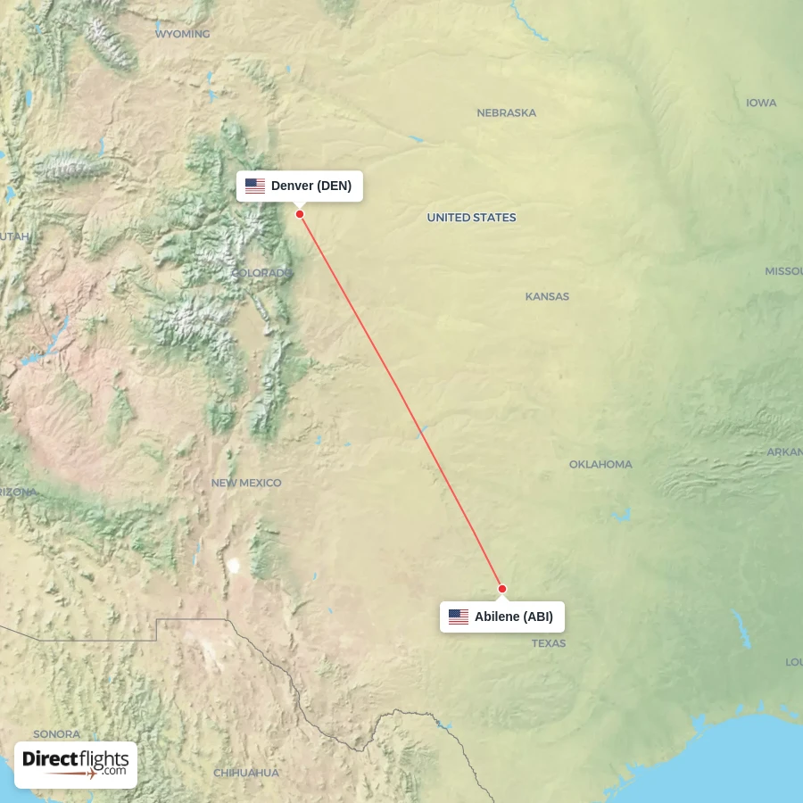 ABI - DEN route map
