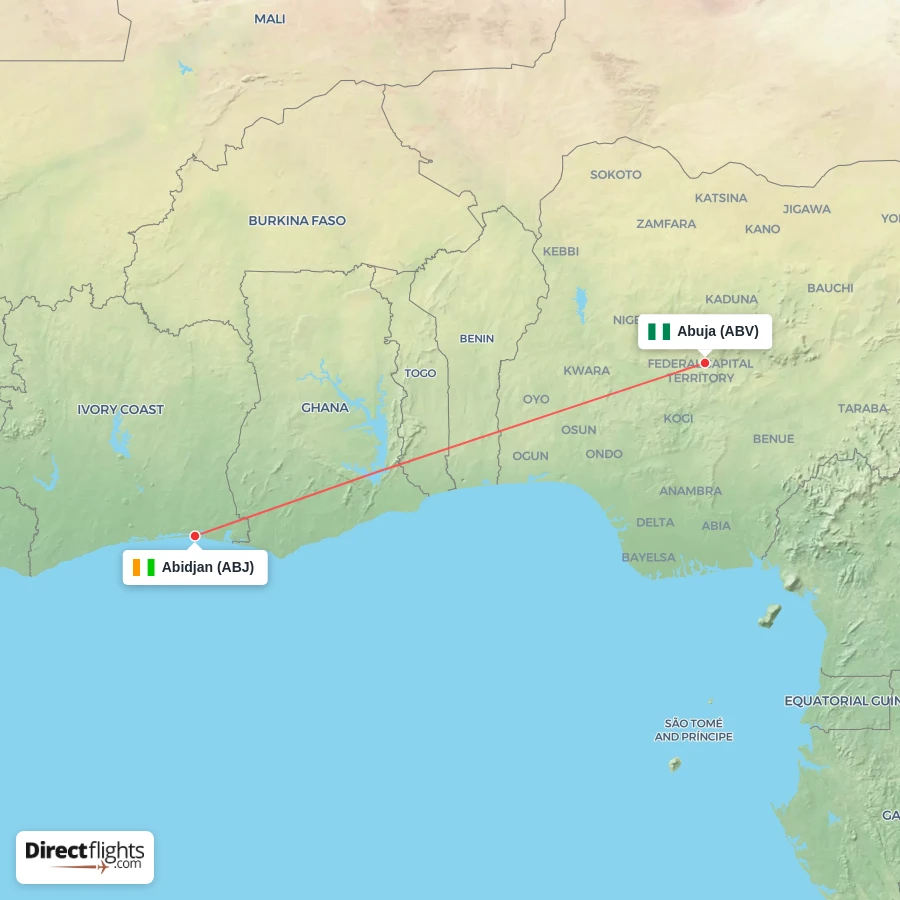ABJ - ABV route map