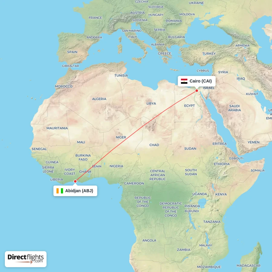 ABJ - CAI route map