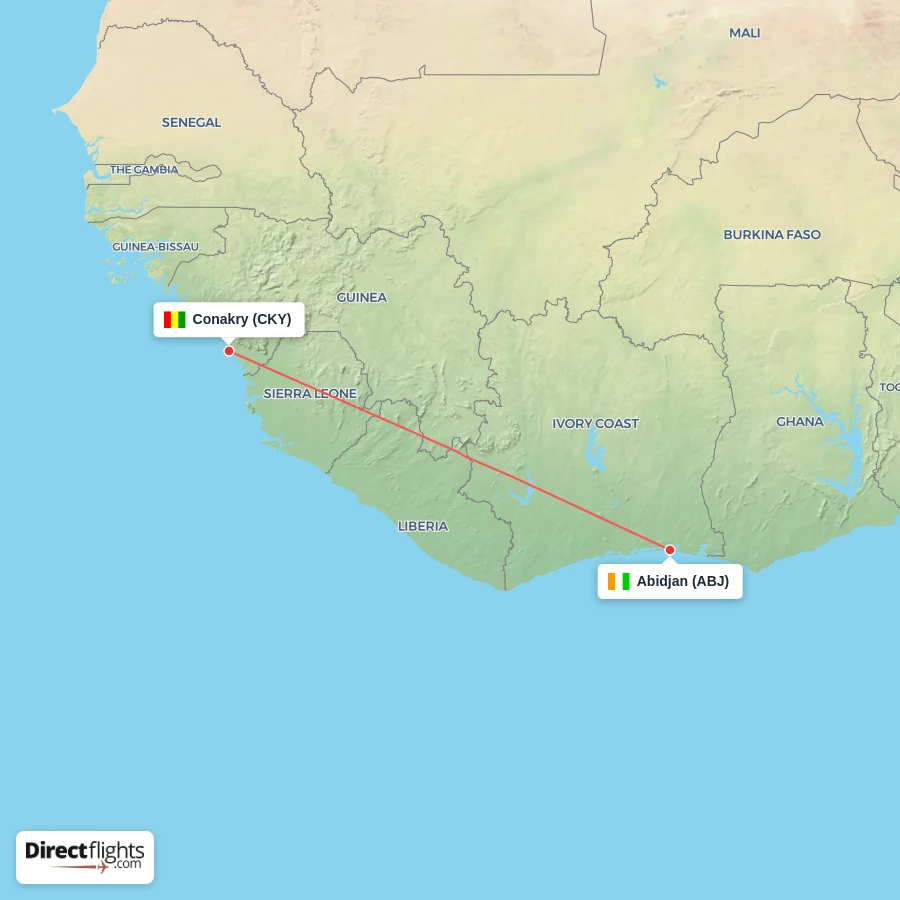 ABJ - CKY route map