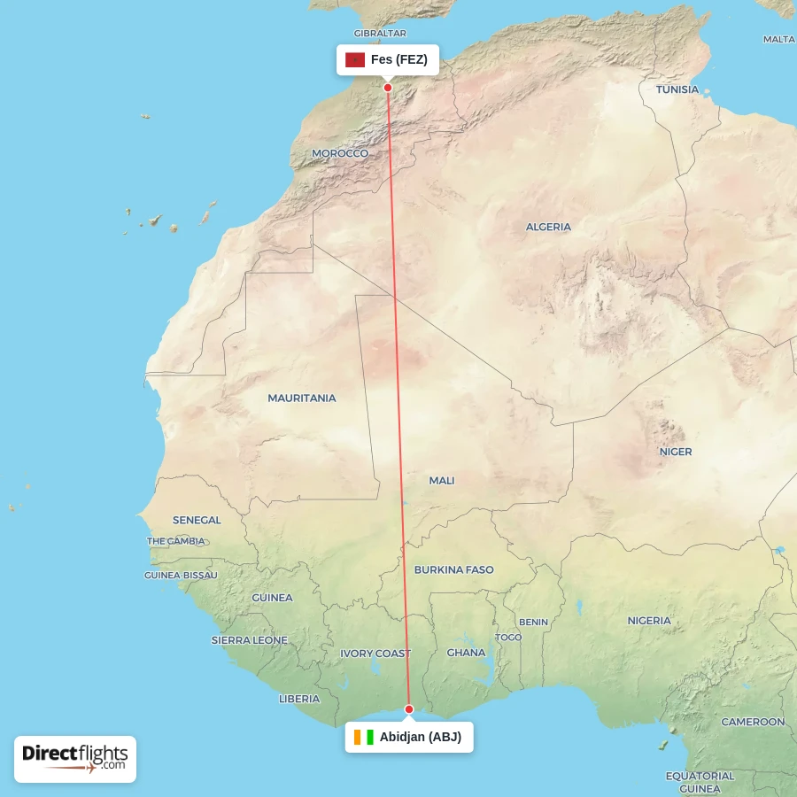 ABJ - FEZ route map