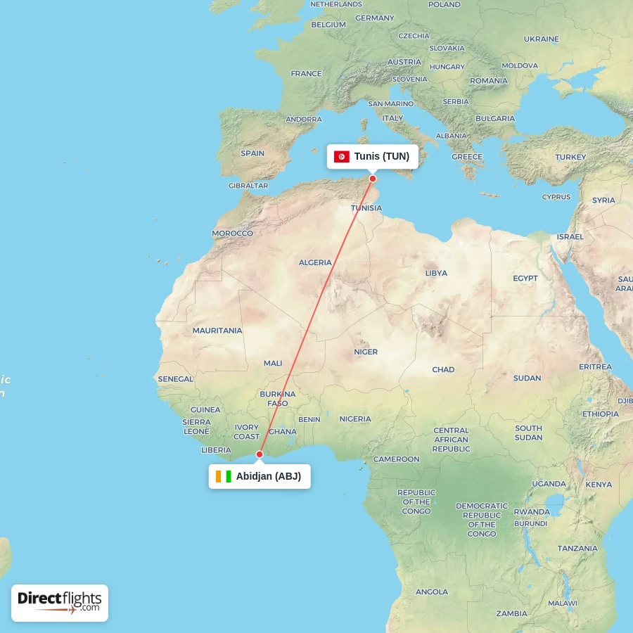 ABJ - TUN route map