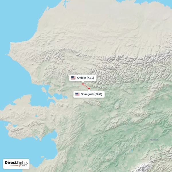Ambler - Shungnak direct flight map