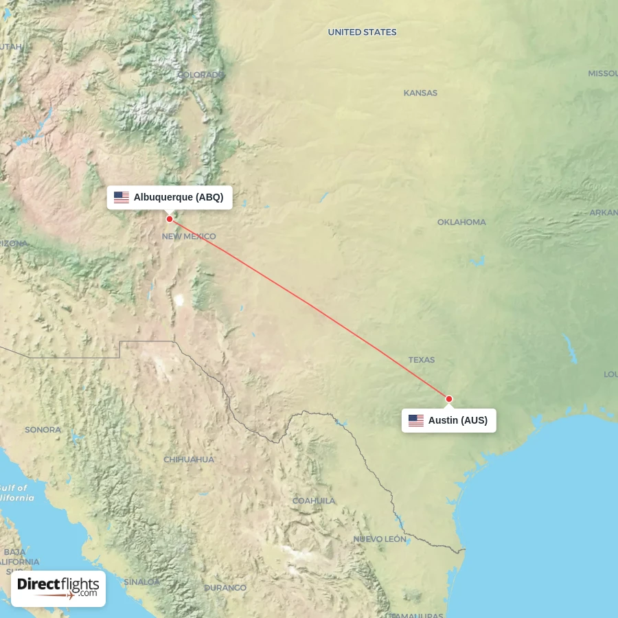 ABQ - AUS route map