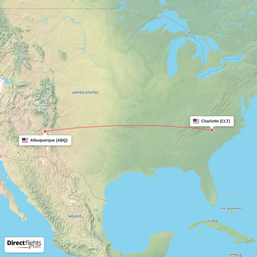 ABQ - CLT route map