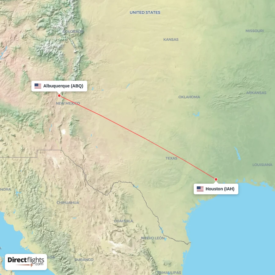 ABQ - IAH route map