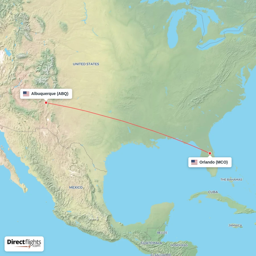 ABQ - MCO route map
