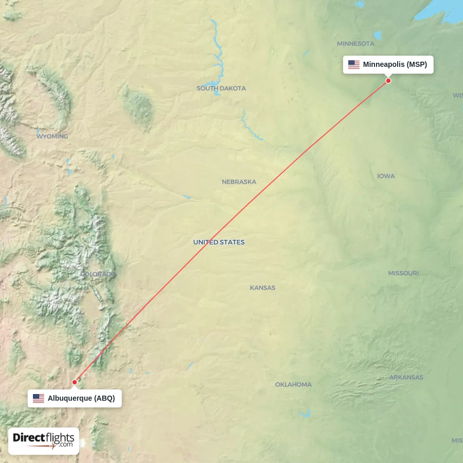 ABQ - MSP route map