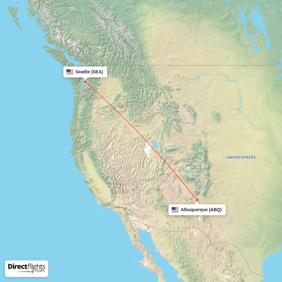 ABQ - SEA route map