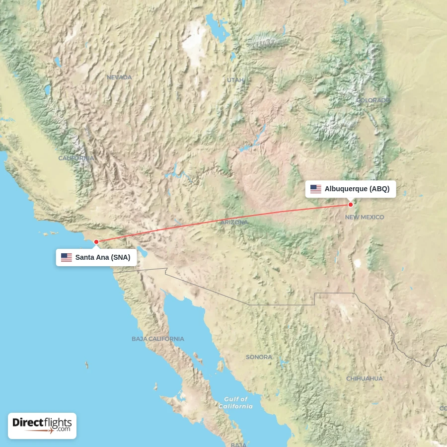 ABQ - SNA route map