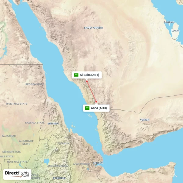 Al-Baha - Abha direct flight map