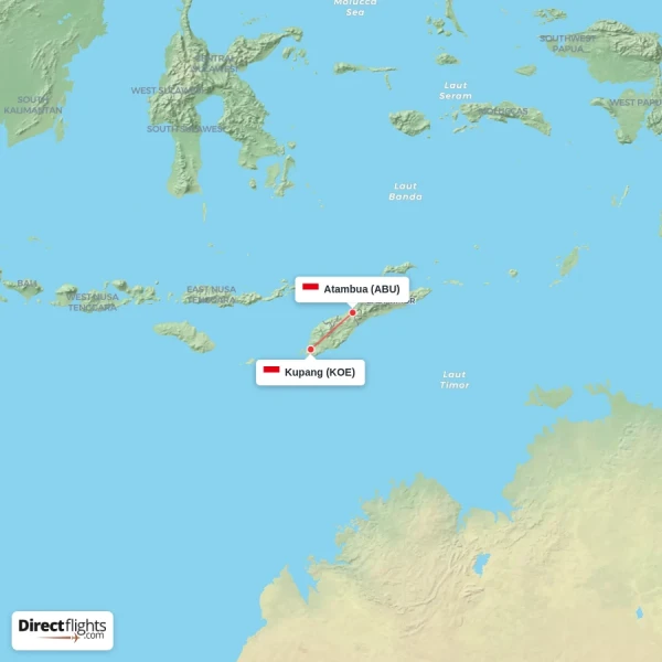 Atambua - Kupang direct flight map