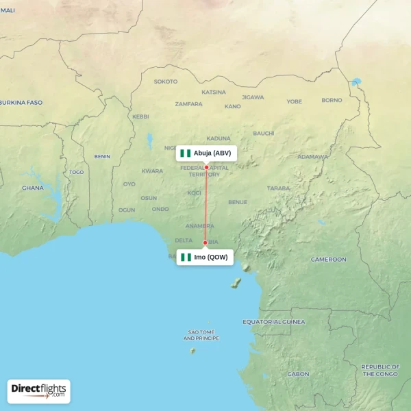 Abuja - Imo direct flight map