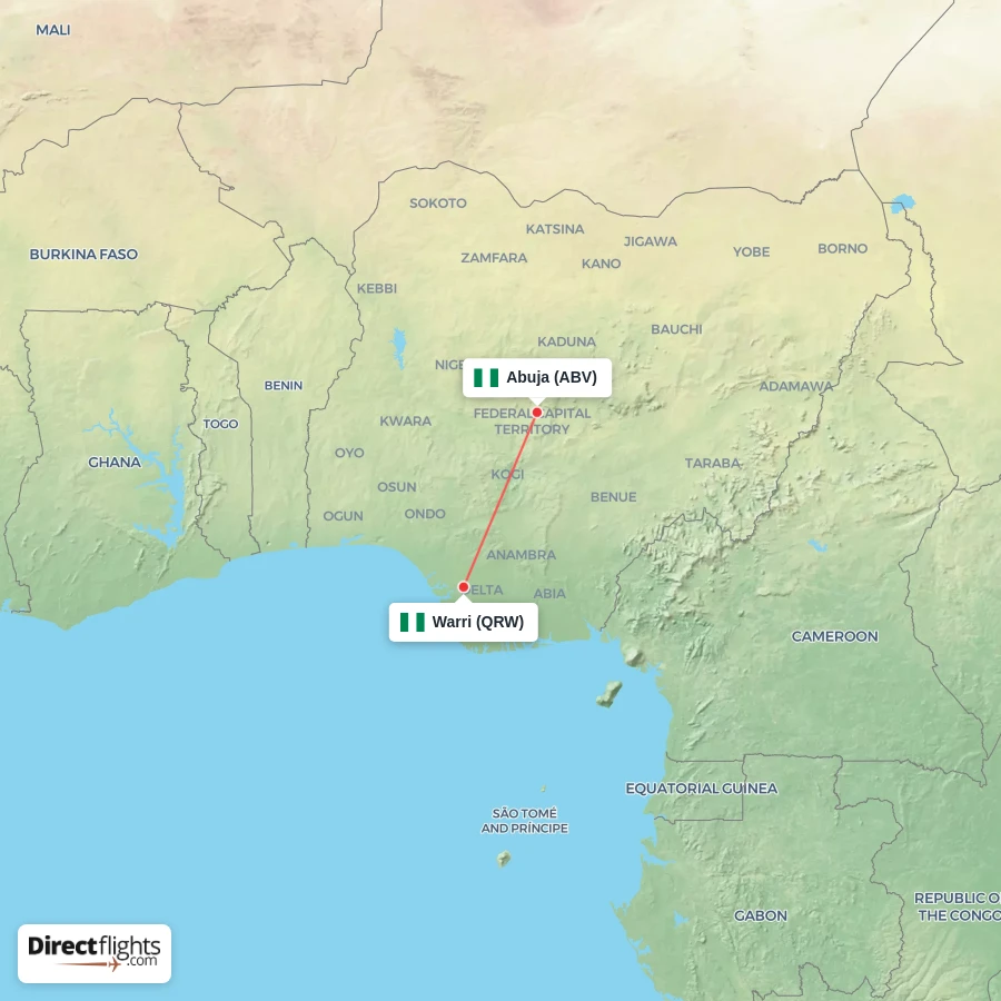ABV - QRW route map