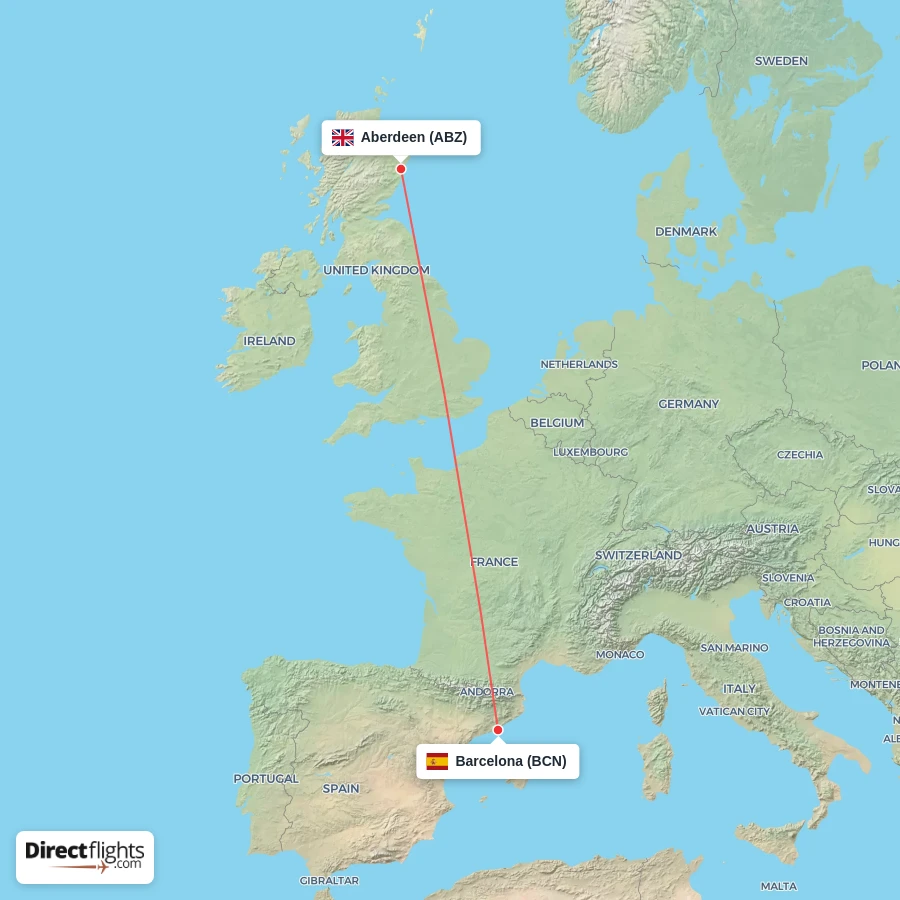ABZ - BCN route map