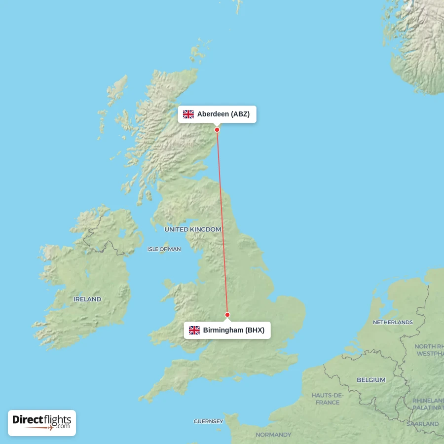 ABZ - BHX route map