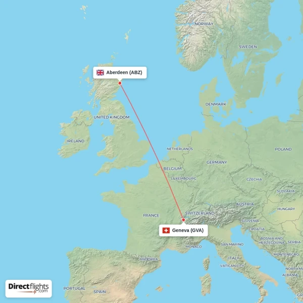 Aberdeen - Geneva direct flight map