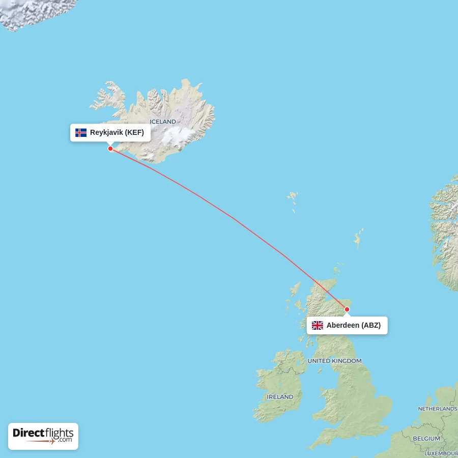 ABZ - KEF route map