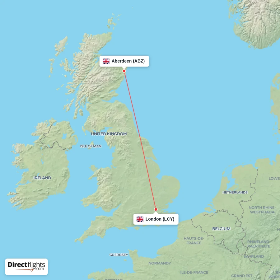 ABZ - LCY route map