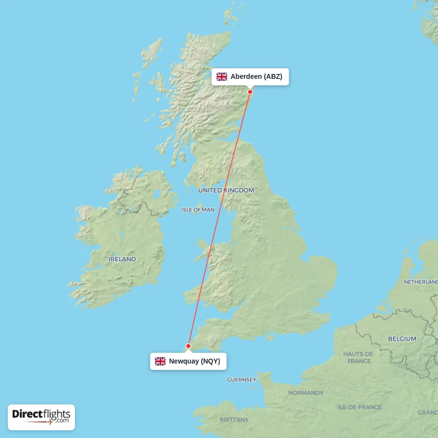 ABZ - NQY route map