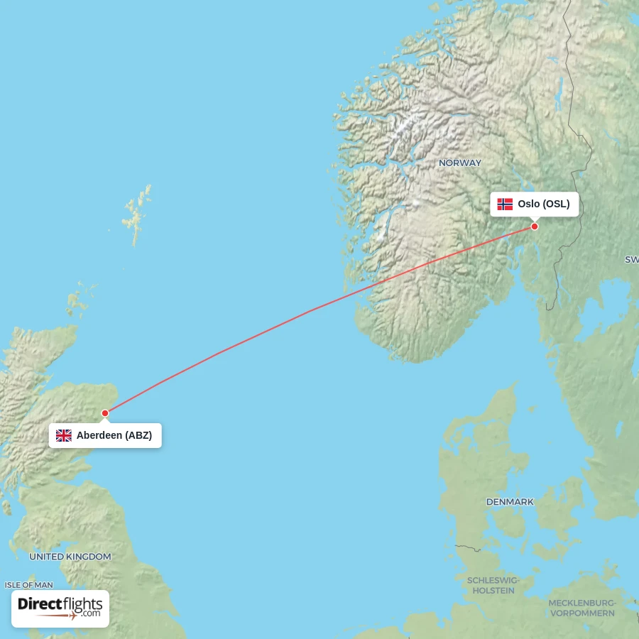 ABZ - OSL route map